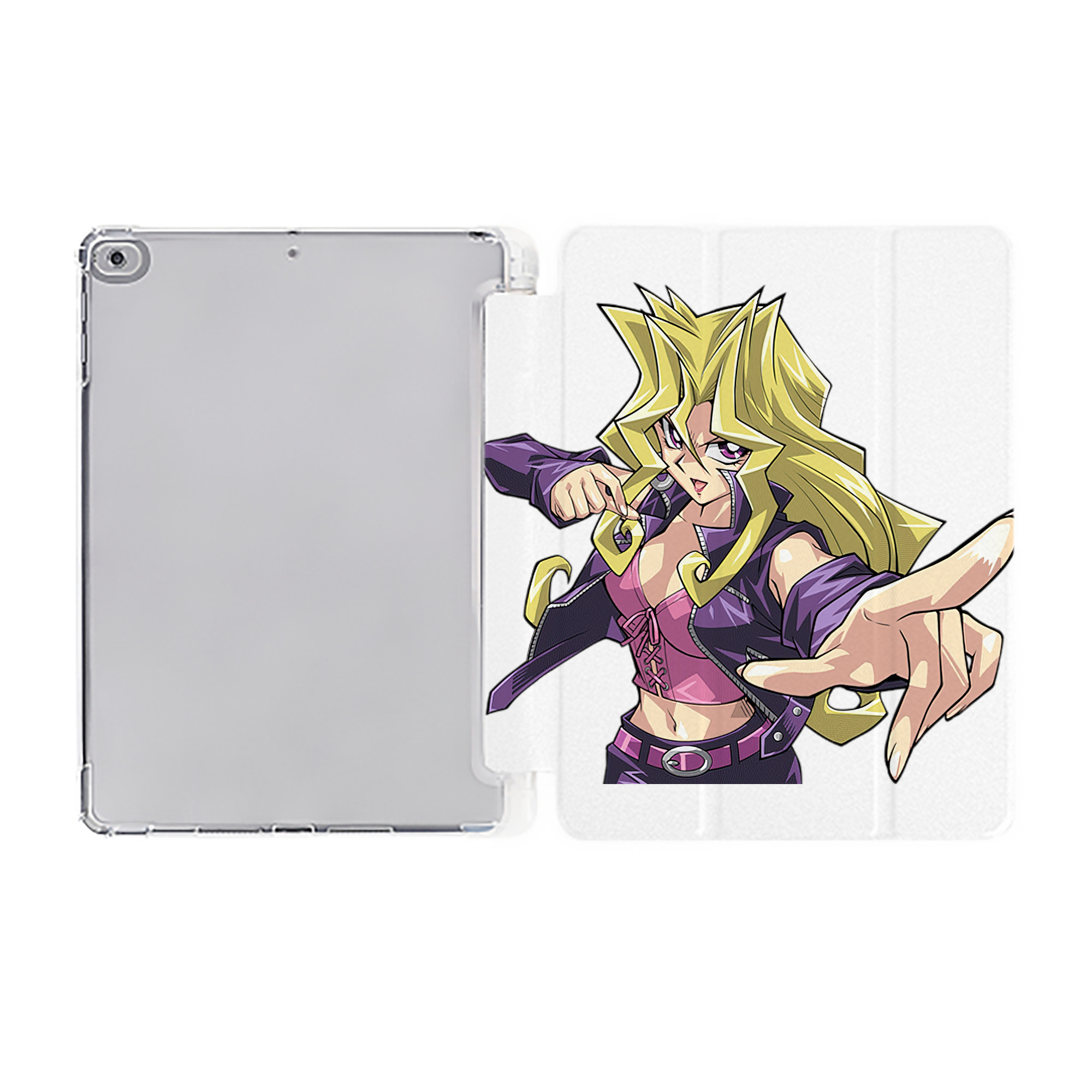 （画像用） 遊☆戯☆王 Yu-Gi-Oh! IPad ケース ペン収納付き 三つ折りスタンド PUレザー×シリコン 対応機種9.5/10.5/10.9インチ